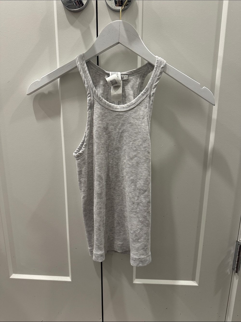 Zara Light Gray Ribbed Tank Top Cotton Blend